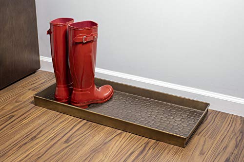 Good Directions 208BR Medium Boot Tray, Pebbles Multi-Purpose All Weather Decorative Boot Tray, Shoes, Plants, Garage, Patio Door, Pet Bowls, 30 Inch Entry Indoor Shoe Tray, Brass Finish thumb #5