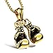 AllRing 1Pcs Mode Männer Halskette Boxer Boxing Handschuh Anhänger Halskette Sport Fitness Geschenk Schmuck Zubehör Edelstahl Kette Halskette für Männer (Golden)