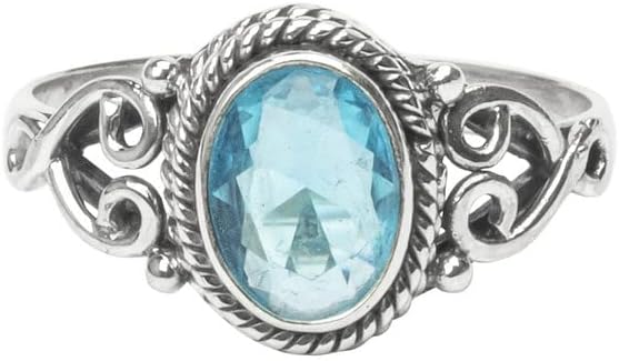 Avicrafts Blue Topaz Stone Ring 925 Sterling Silver Statement Ring For Women Handmade Gemstone Christmas Jewellery Gift For Her - Image 2