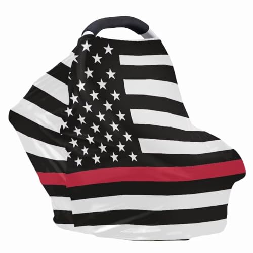 Image of Coldinair US Flag Car Seat Cover for Babies Boys Girls,Nursing Cover,Soft Stretchy Infant Carseat Canopy,Shopping Cart /High Chair /Stroller Covers