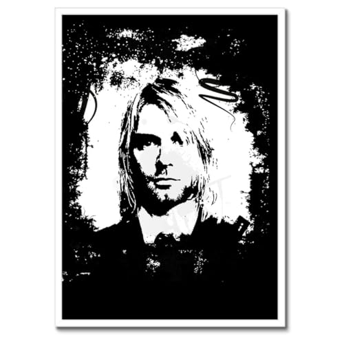 Poster Kurt Cobain cadre noir 50x70 cm | Déco rock salon