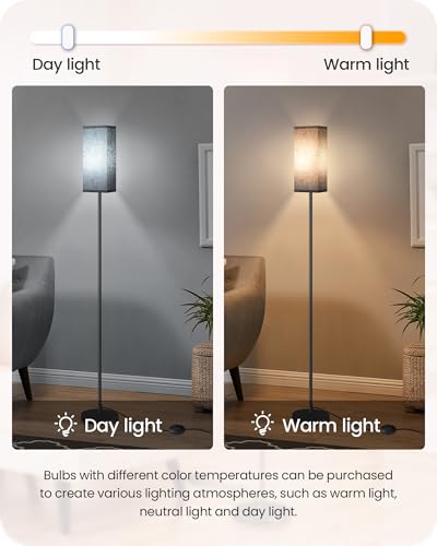 Image of Floor Lamp, Pole Lamp with Foot Switch, Modern Standing Lamp Shade, Minimalist Freestanding Lamp (Bulb Not Included), for Living Room, Bedroom Office ETL Listed, Black B07LD05
