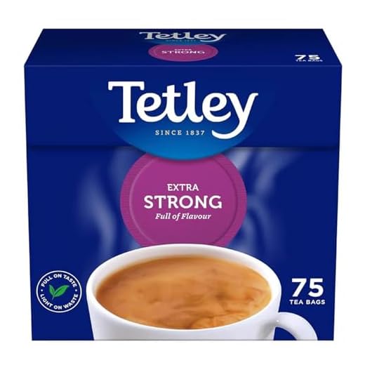 Tetley Extra Strong 75 Bags 250g Black Tea with Extra Full Flavour.