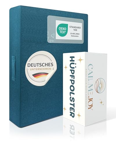 CALLMEJOY® Hüpfpolster für Kinder – Sichere Hüpfmatratze & Oeko-TEX zertifiziertes Hüpfkissen | Made in EU, waschbar & Anti-Rutsch | Freude für Kinder & Entspannung für Eltern - 100x75x18 cm (Petrol)