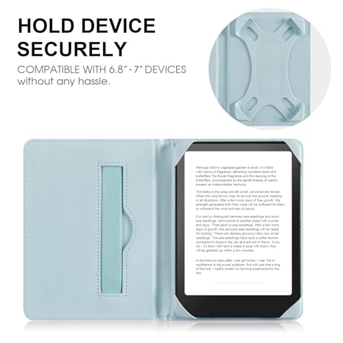 Image of HoYiXi Universal Case for 6.8 Inch 7 Inch Kindle eReaders Compatible with Paperwhite /Kobo /BOOX T68 /iReader Ocean,6.8-7 inch eReaders Protective Case Cover Elastic Rope,Flowers 2