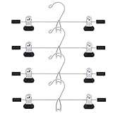 2. Hecho de metal resistente, estos ganchos son útiles para guardar objetos pesados. Los clips de goma aseguran que las prendas permanezcan en su lugar de forma segura mientras evitan marcas en tu ropa