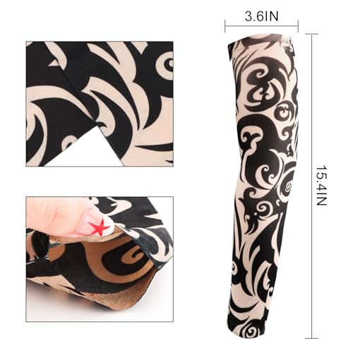 Image of YARIEW Tattoo Sleeves for Men, 6Pcs Fake Tattoos Sleeves to Cover Arms Sun Protection Sleeve Covers for Men and Women (Set 9)