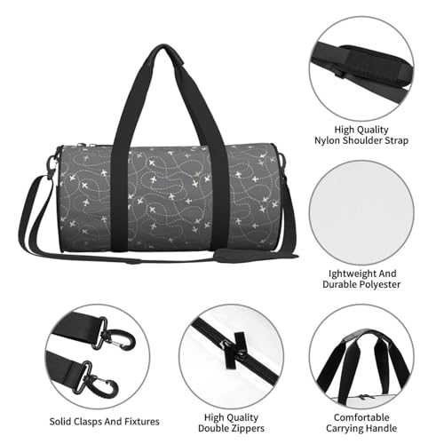 Large Duffle Bag for Travel - Airplane Routes Around The World Gym Bag for Women Men, Foldable Travel Bags for Women Men with Zippered Multiple Pockets3