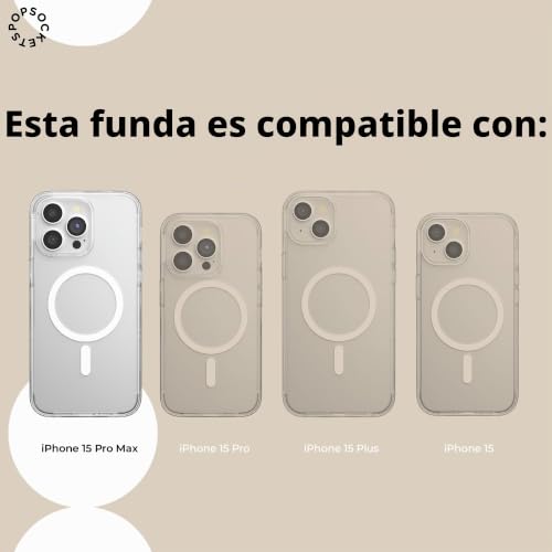 Funda iPhone 15 Pro Max MagSafe PopGrip transparente anticaídas ecológica 8