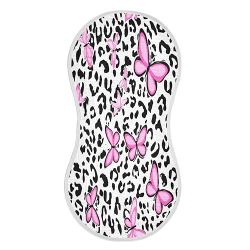 Butterflies and Animal Print Burp Cloths Cotton Baby Washcloths,Large 22x11in Burping Cloth Absorbent and Soft for Newborn Baby Boys and Girls,1 Pack