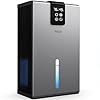 Dehumidifier, Dehumidifiers for Home, 98 OZ Water Tank, (1000 sq.ft) Quiet Dehumidifier for Basement, Bedroom, Bathroom with Humidity Display, Auto Shut Off, Relaxing 7 Color Ambient Light, Grey