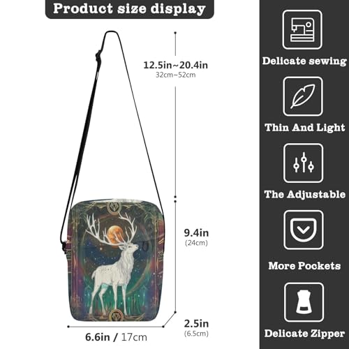 messenger bag for men Crossbody Bags For Women Womens Crossbody Purses Adjustable Strap for work work - Dreamy Colors Tarot Deer3