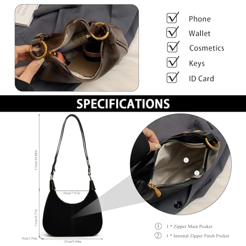 Image of Suede Bags for Women Trendy Suede Purses Hobo Half Moon Crossbody Bag