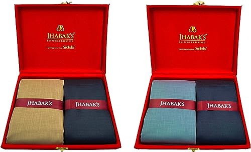 Image of JHABAK'S Unstitched Premium Cotton Blend Solid Shirt & Trouser Fabric - 2.25m Shirt Cloth - 1.30m Pant Piece (Pack of 2)