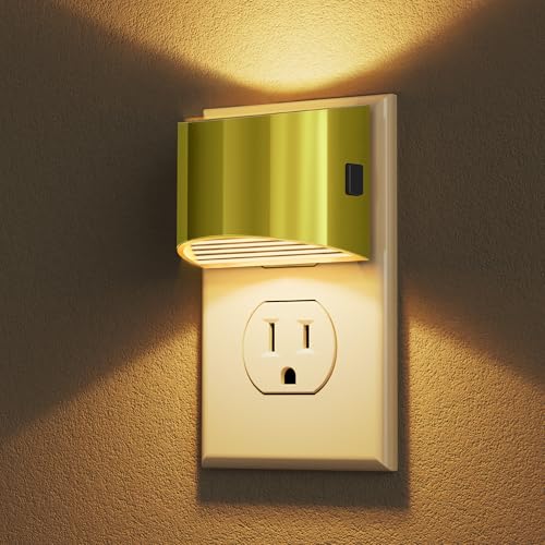 Image of DORESshop LED Night Light[2 Pack], Night Lights Plug into Wall, 3 Level Brightness Adjustable Plug in Night Light, Dusk to Dawn Sensor, Nightlights for Adults, Bedroom, Bathroom, 3000K, Golden Cover