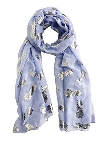 stylesilove Women Spring Summer Metallic Foil Print Lightweight Cotton Scarf Wrap Beach Shawl