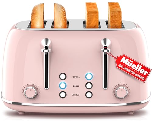 Mueller Retro Toaster 4 Slice with Extra Wide Slots Bagel, Defros...