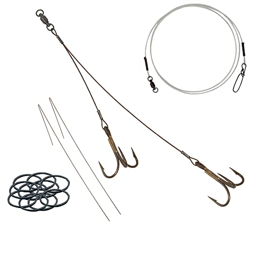 Tooth Shield Tackle Musky Quick Strike Sucker Rig 175 lb. Muskie Pike Sucker Harness Musky Bait Lures Terminal Tackle (Bronze Hooks)