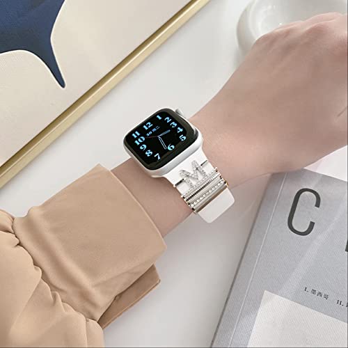 Image of 5Pcs Charms for Apple Watch band 41mm 45mm 40mm 44mm 38mm 42mm 46mm 49mm Women,Diamond+Metal Jewelry Decorative Ring For iWatch series 11 10 9 8 7 6 5 4 se 3 /2,Galaxy watch 7 /6 /5 /4,Strap Accessories