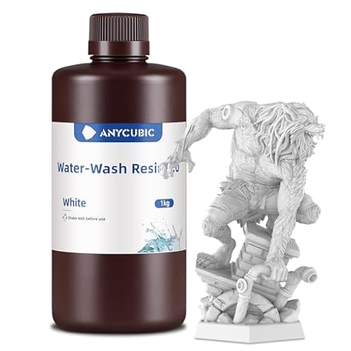 ANYCUBIC Water Washable Resin 2.0, Resina para Impresora 3D Lavable con Agua, Anti-Amarillo, Resina de Agua 405nm, Resina 3D de Bajo Olor para todas las Impresoras 3D LCD, Blanco 1000g | Ya disponible en tu tienda friki favorita! En mundofriki.es!