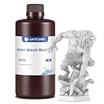 ANYCUBIC Water Washable 2.0 3D Printer Resin, 405nm High Precision and Anti-Yellowing 3D Resin, High Resilience, Easy Post-Processing Photopolymer Resin for LCD/DLP Printers(White, 1000g)
