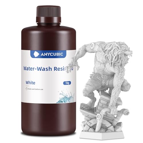 ANYCUBIC Water Washable 2.0 3D Printer Resin, 405nm High Precision and Anti-Yellowing 3D Resin, High Resilience, Easy Post-Processing Photo…
