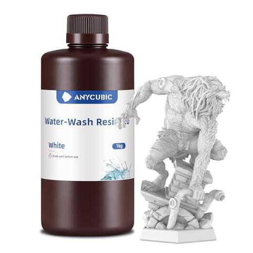 ANYCUBIC Water Washable Resin 2.0, Resina para Impresora 3D Lavable con Agua, Anti-Amarillo, Resina de Agua 405nm, Resina 3D de Bajo Olor para todas las Impresoras 3D LCD, Blanco 1000g
