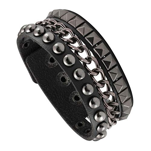 Eigso 3 Pcs Leather Punk Bracelets For Men Women Of Rock Rivet Wrap Retro Spike Bracelet Adjustable #TOP5
