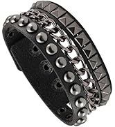 Amazon.com: Eigso Punk Leather Chain Bracelet Cuff for Men Women