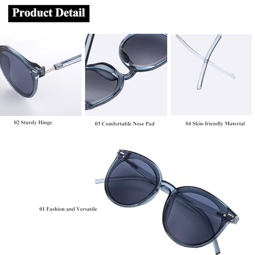 Round Frame Womens Sunglasses Lightweight Resin Frame PC Lens UV Protection Stylish Design, Dark Brown4