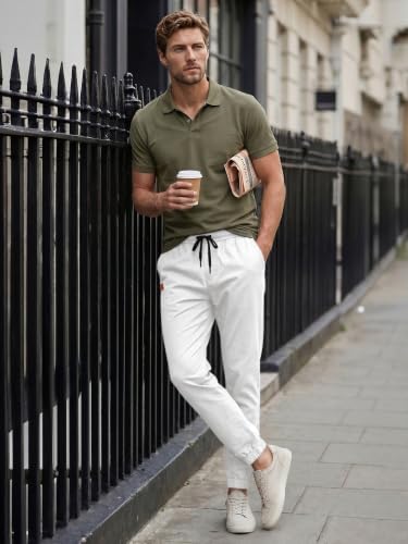 Image of JMIERR Mens Cotton Stretch Joggers Casual Twill Athletic Track Pants
