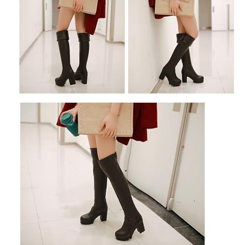 Women's Thigh High Platform Boots Over The Knee Lug Sole Leather Boot Chunky Heel Sexy Long Boots for Ladies2