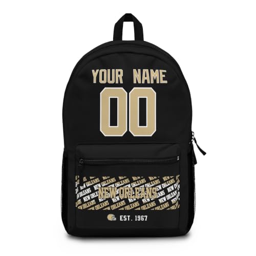 Image of New Orleans School Backpack Custom Gifts for Boys Girls Teens | Custom Name and Number Personalized Bookbag