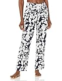 Amazon Essentials Women's Poplin Sleep Pant, Navy White Floral, Large