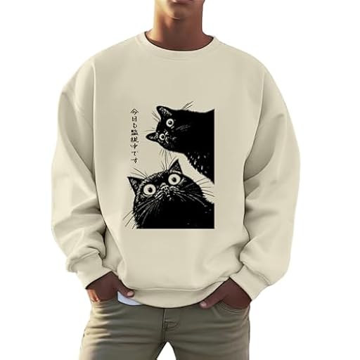 Generisch Sudadera unisex con curiosos gatos negros – Jersey con divertido diseño de gato y texto japonés | Parte superior original para los amantes de los gatos, M | Ya disponible en tu tienda friki favorita! En mundofriki.es!