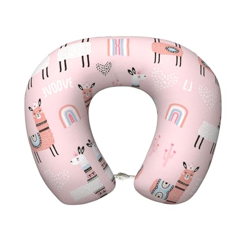 Pidgazdfgv Llama. Almohada de viaje para avión, almohada de cuello de espuma viscoelástica, lavable a máquina, festival