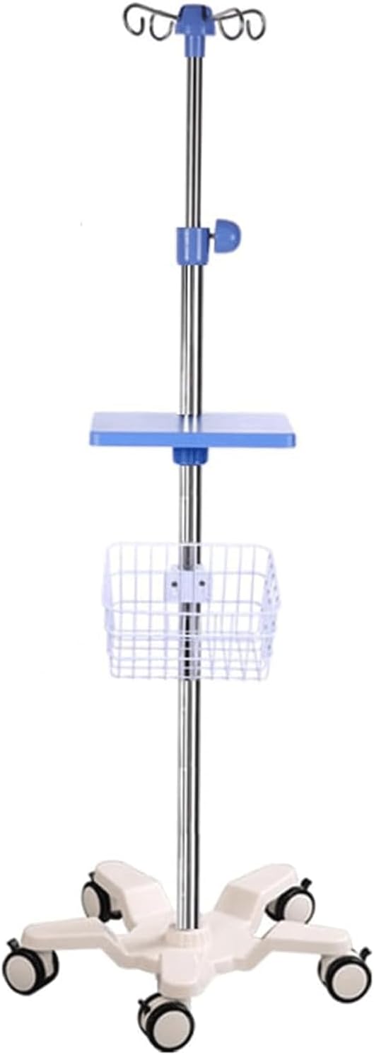 調節可能な IV スタンド ステンレス鋼 IV ポール バスケットとトレイ
