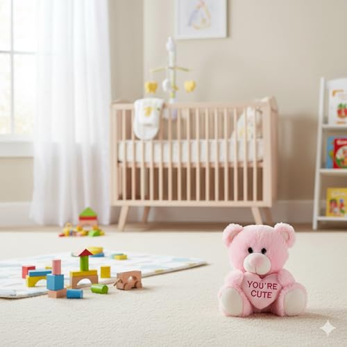 Image of DearJoy Teddy Bear with Message on a Heart Pink 30 cm