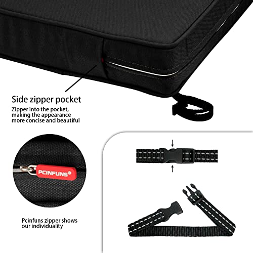 Pcinfuns Patio Chair Cushion 19 X 19 Inch Outdoor Seat Cushions For Patio Furniture Garden Sofa Couch Chair Pads With Adjustable Straps Set Of 2, Black #TOP4
