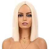 Tereshar Platinum Blonde Wig for Women Short Bob Wigs Straight Blond Wig Women's Costume Wigs Middle Part Heat Resistant Wigs for Daily Party Cospaly Costume Use (12 inch)