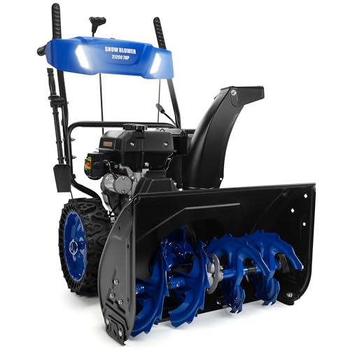 Ezasin Gas Snow Blower 212CC,24-Inch 3600 RPM Self-Propelled Gas Powered Snow Blower with Electric Start, 8-Speed Gears (6 Forward, 2 Reverse),Built-in Light for Efficient Snow Removal