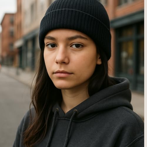 Touca de Frio Unissex, Gorro Básico em Algodão, Preto, Tamanho Único Confortável