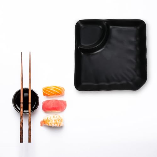 Plato de melamina negro para sushi y aperitivos miniatura 7