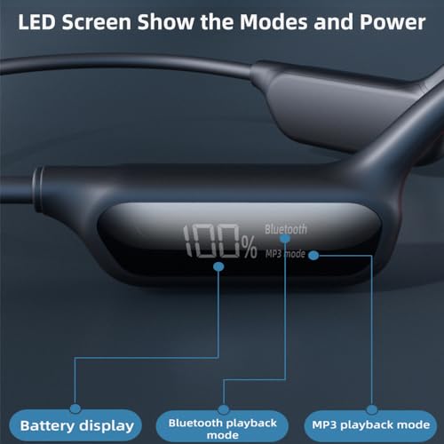 Image of AYI True Bone Conduction Swimming Headphones with Bluetooth 5.4 & MP3 Player Mode 32GB Built-in Memory IPX8 Waterproof Screen Display Pain-Free Open-Ear Earphone for Sport and Work-X10 White