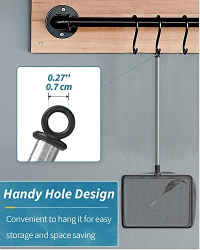 Uniclife Aquarium Fish Net with Telescopic Stainless Steel Handle Square Net with Soft Fine Mesh Sludge Food Residue Wastes Skimming Cleaning Net for Fish Tanks Small Koi Ponds and Pools
