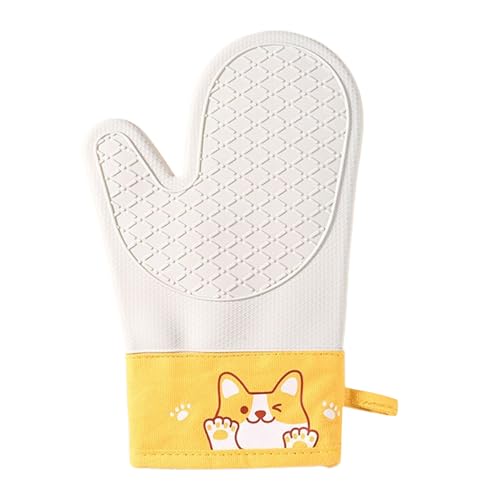 Guanti da Forno in Silicone - Mani Antiscivolo in Silicone per Cottura | Resistente al Calore con Fodera di Cotone Guanti Doppio Strato Fantasia Cani per Grigliata Esterna Pizza Barbecue