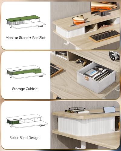 Image of JOY worker 35 inch Small Electric Standing Desk with Monitor Stand & Drawer