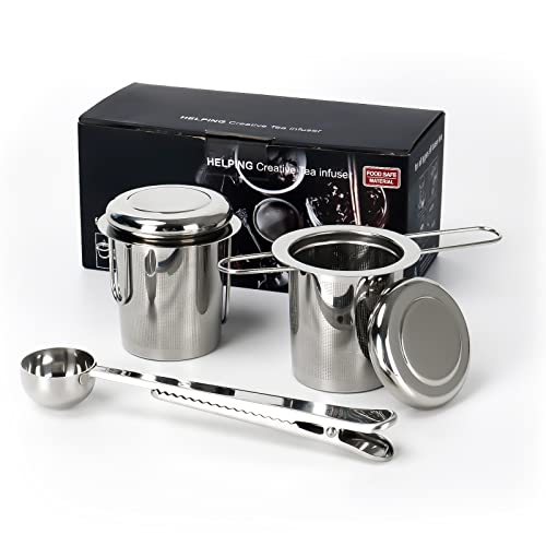 Hoxha Tea Strainer, Loose Leaf Tea Steeper, Fine Mesh Tea Infuser With Tea Scoop, Foldable Handle Tea Filters With Lid For Teapots Mugs Cups #TOP10
