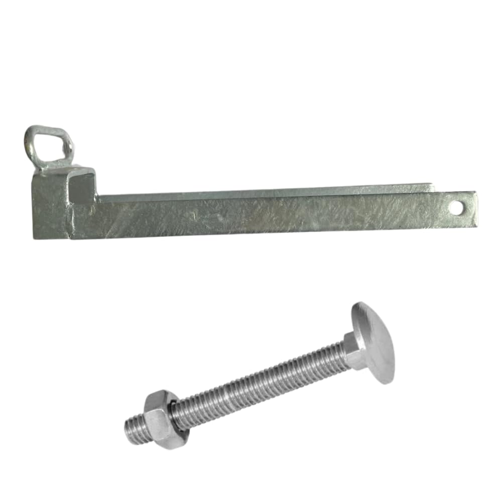Epsom Door Handle Galvanised Steel Heavy Duty Throw Over Gate Loop With Lifting Handle For 3" Gates Black Japanned Steel Or Galvanised Includes Fixings Rust-Resistant Farm Garden Gate Hardware (Galvanised Steel)