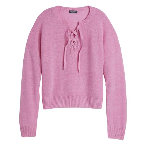 vineyard vines Women's Linen Cashmere Lace-up Crewneck Sweater4